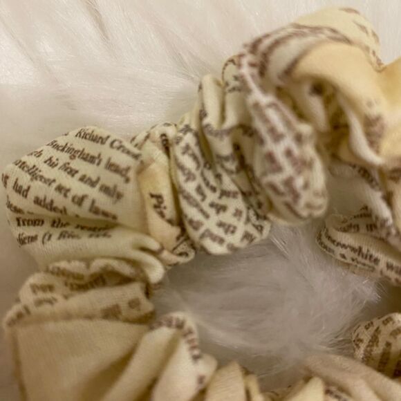 Book Pages Print Hair Scrunchie. Multicolor . Mini - Picture 5 of 6